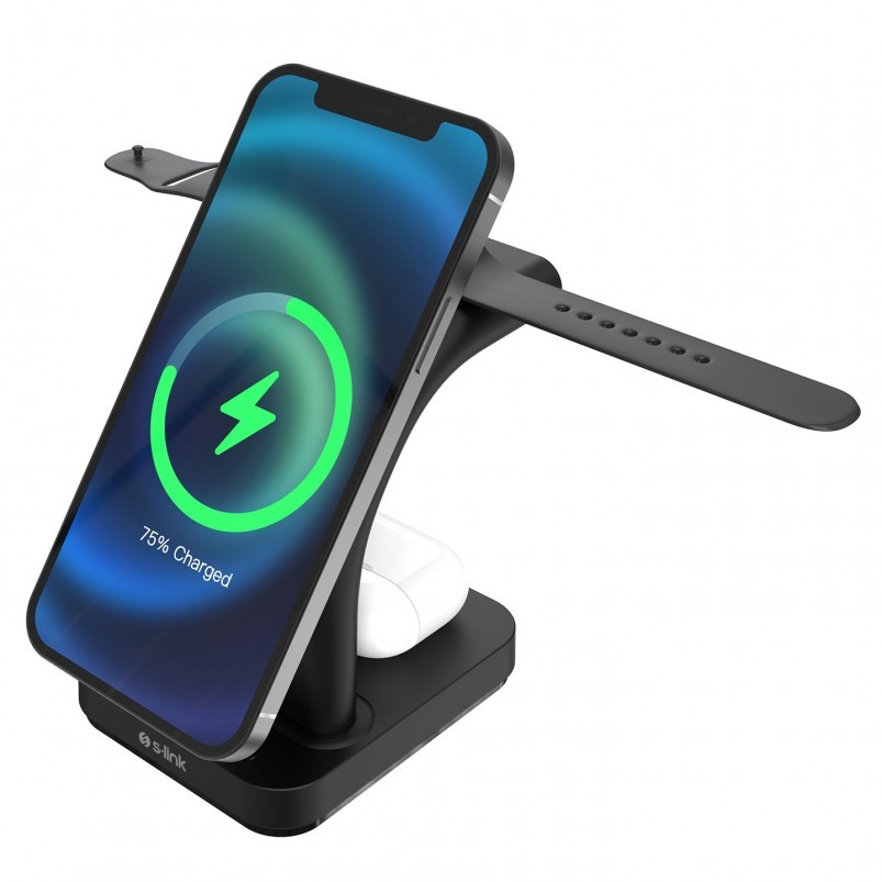 S-link SW-CWF130 Promosyon Telefon Wireless Standı – 3’ü 1 Arada Kablosuz Şarj Çözümü